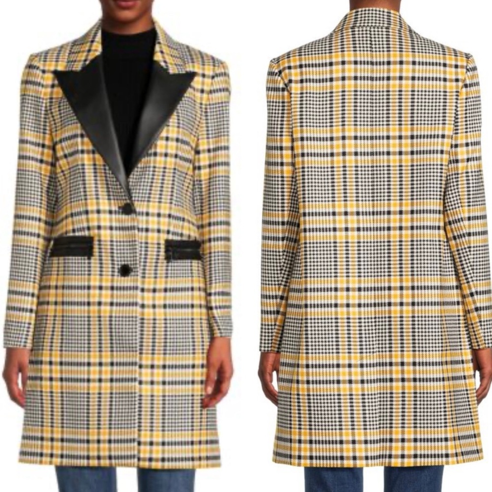 Karl Lagerfeld Yellow and Black Plaid Blazer